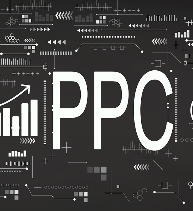 PPC - Pay per click concept with person using laptop computer